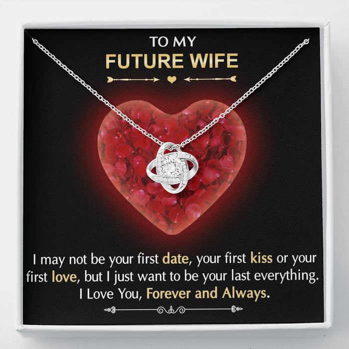 To My Future Wife Gift Love Knot Necklace with Sentimental Message Card, Wife Birthday Surprise Jewelry Present