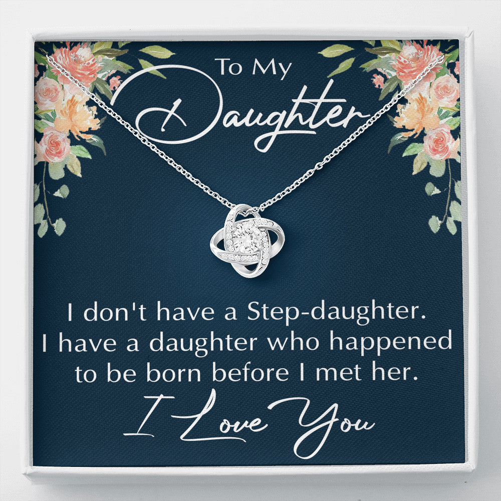 To My Step Daughter Gift - Love Knot Necklace With Inspirational Message Card Gift for Stepdaughter