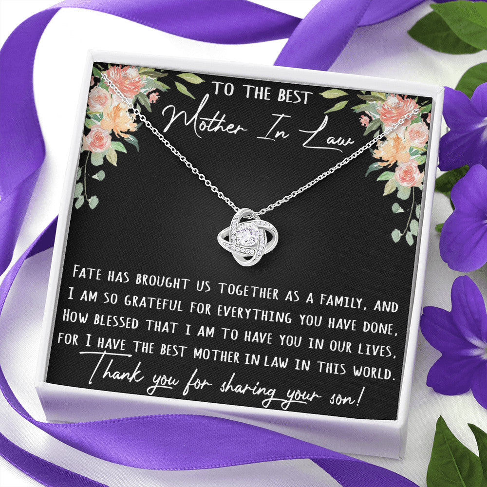 To My Best Mother-in-law Love Knot Luxury Necklace Gift for Mother's Day Special Occasion.