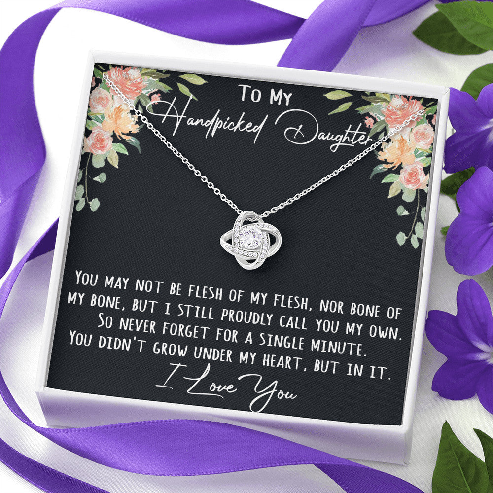 To My Handpicked Daughter Gift - Love Knot Beauty Necklace with Inspirational Message Card