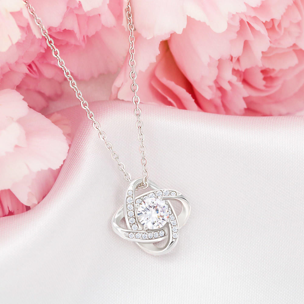 To My Beautiful Mom Gift - Love Knot Necklace, Mother Of The Bride Gift From Daughter, Bride