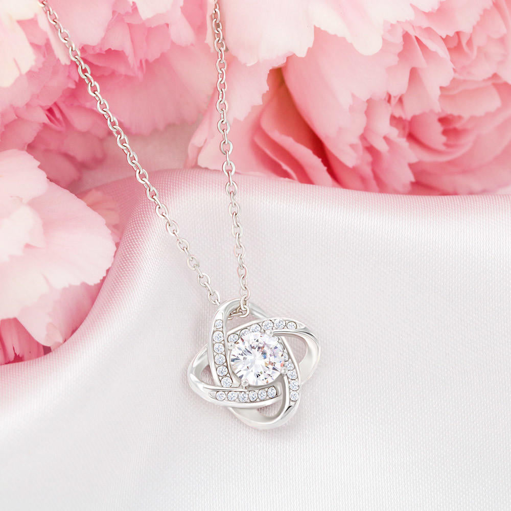 To My Beautiful Wife Gift Love Knot Necklace with Message Card, Wife Birthday Surprise Jewelry Gift