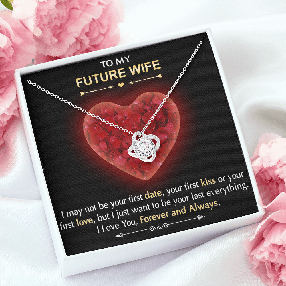 To My Future Wife Gift Love Knot Necklace with Sentimental Message Card, Wife Birthday Surprise Jewelry Present