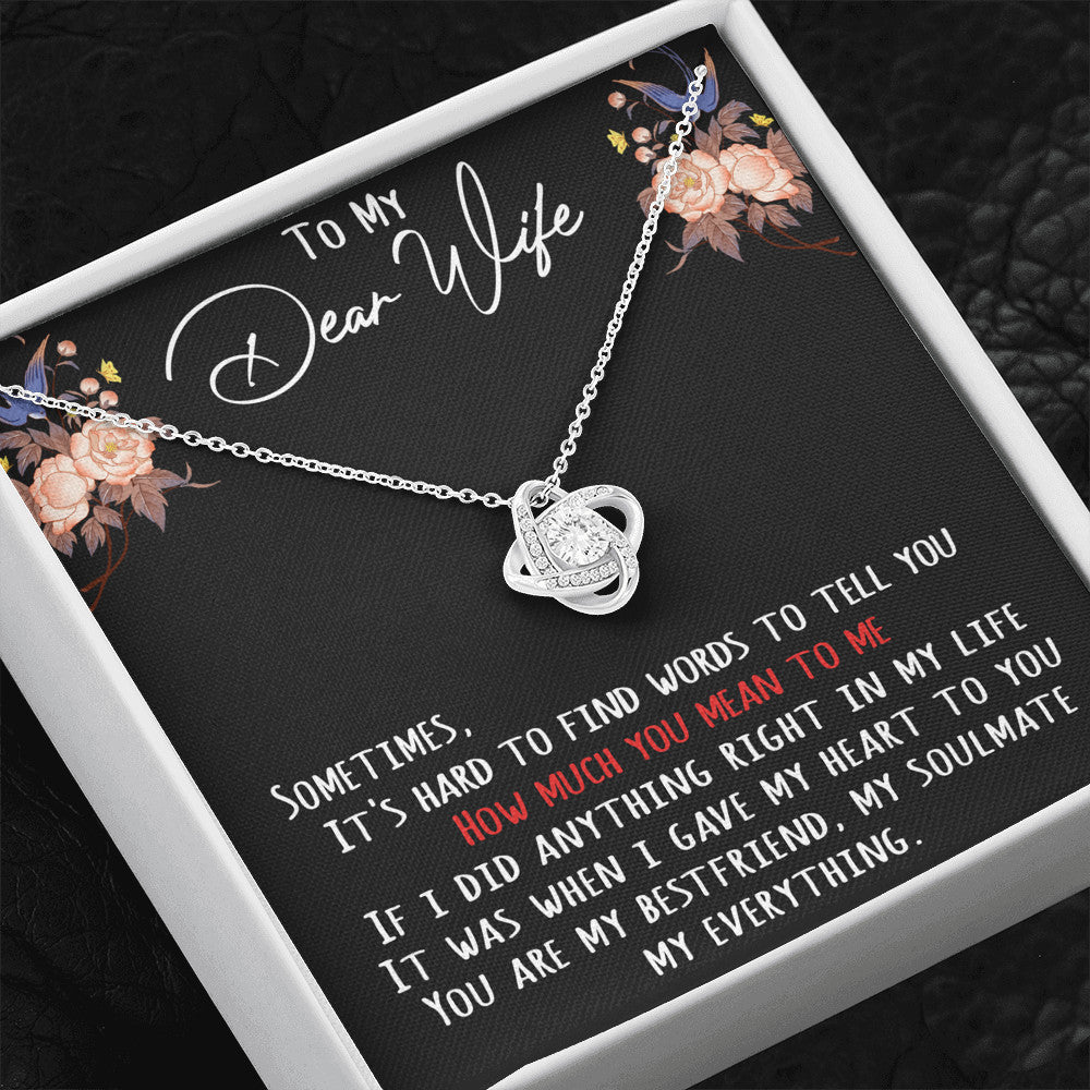 To My Dear Wife Love Gift - Love Knot Necklace Chain For Lover Bride Soulmate's Birthday Wedding Anniversary.