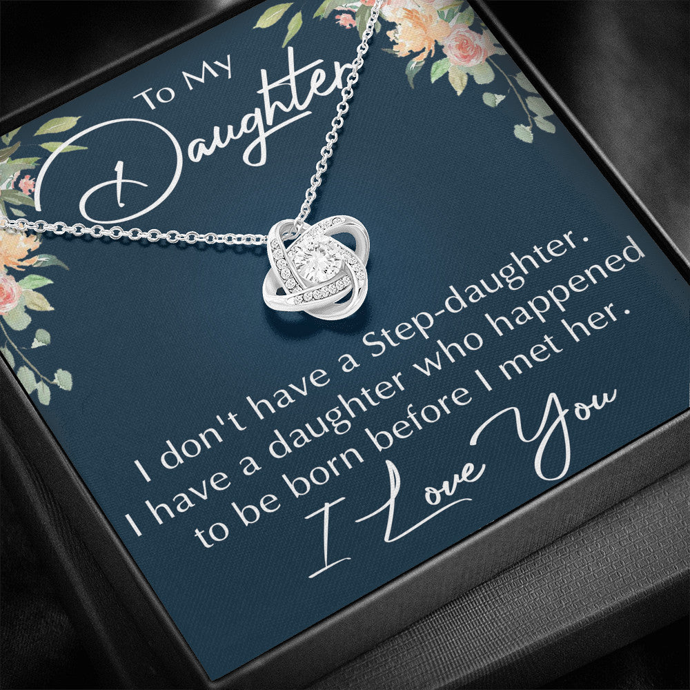 To My Step Daughter Gift - Love Knot Necklace With Inspirational Message Card Gift for Stepdaughter