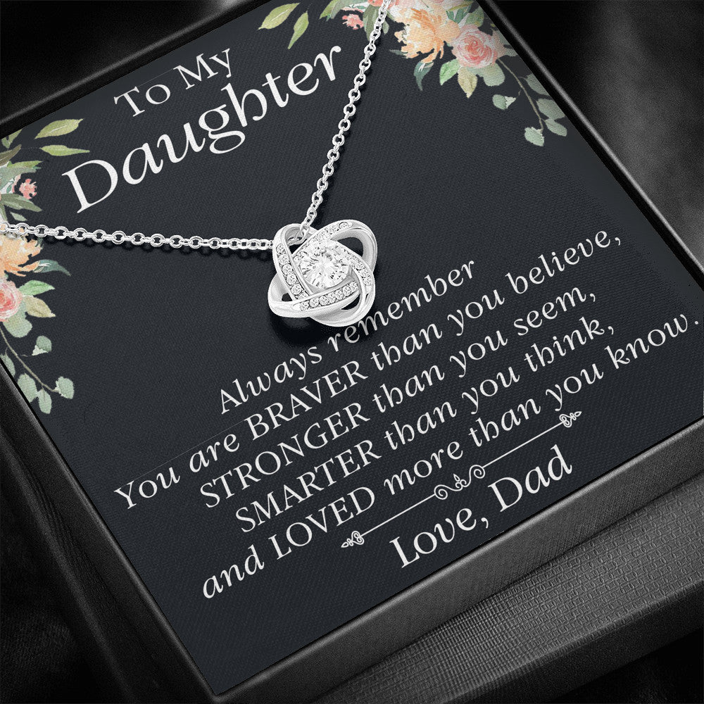 Trending Gift To My Daughter -  Love Knot Necklace Chain with Inspirational Message Card