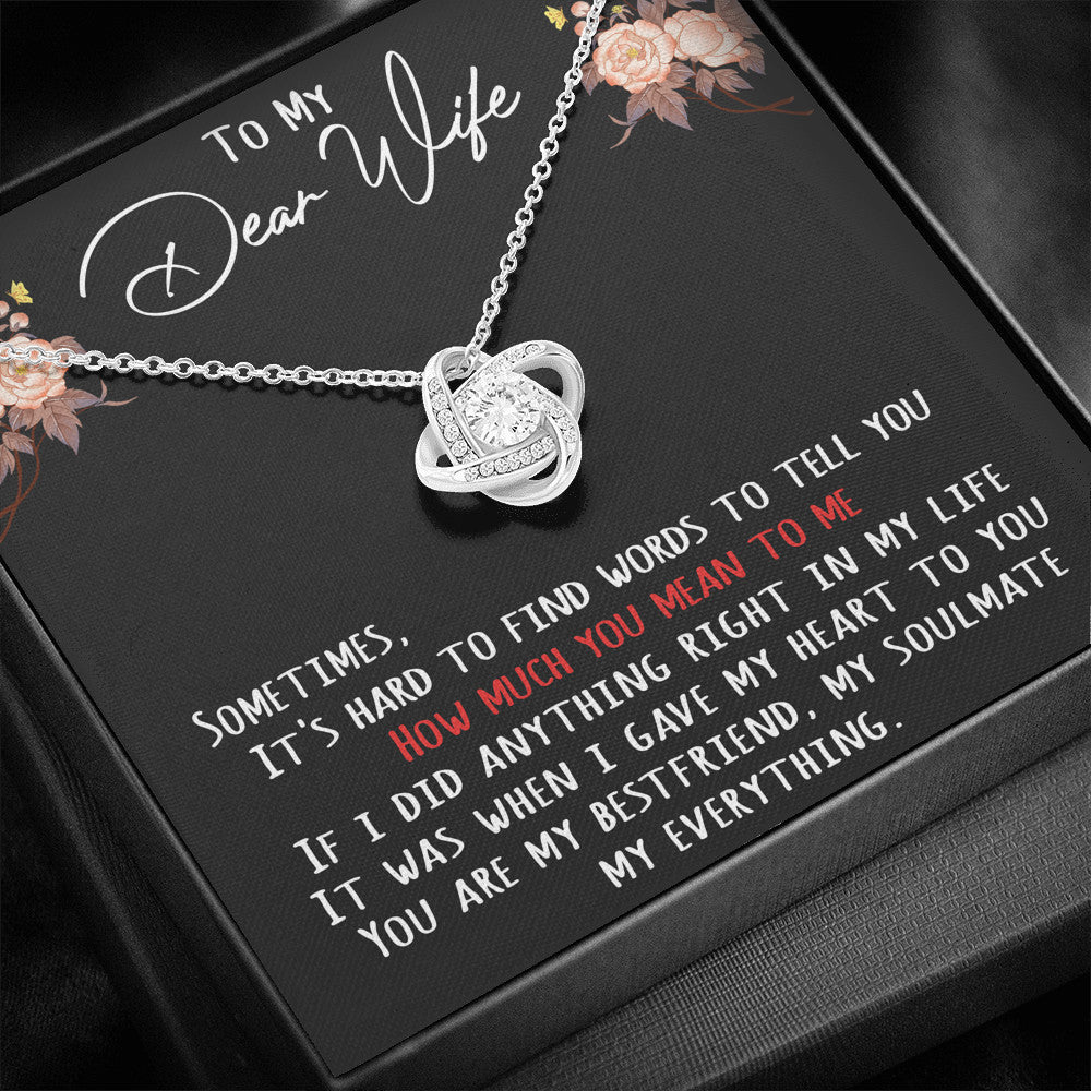 To My Dear Wife Love Gift - Love Knot Necklace Chain For Lover Bride Soulmate's Birthday Wedding Anniversary.
