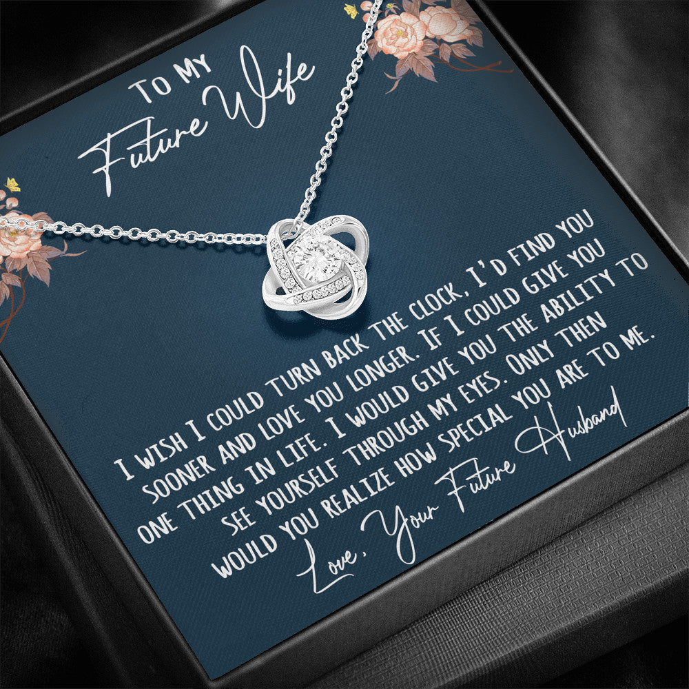To My Future Wife Gift - Love Knot Necklace with Message Card, Sentimental Wife Birthday Surprise Necklace