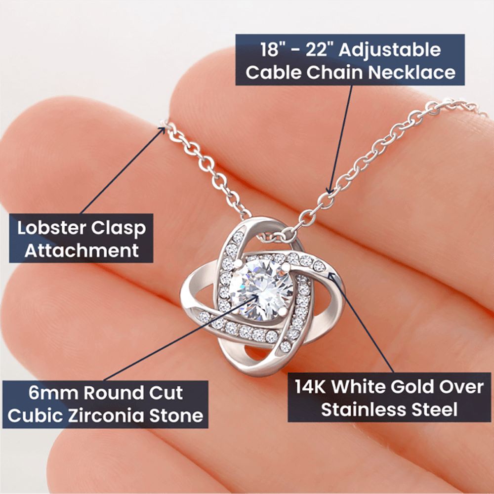 To My Mom Sentimental Gift -  Luxury Love Knot Necklace from Daughter, Son for Mother Day, Upcoming Birthday, Parent Day, or Special Occasion