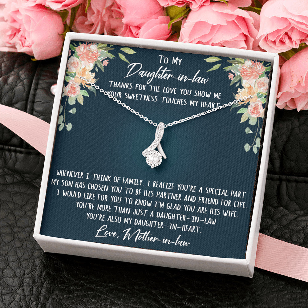 To My Daughter-in-law Gift Alluring Beauty Necklace with Inspirational Message Card From Mother-in-law