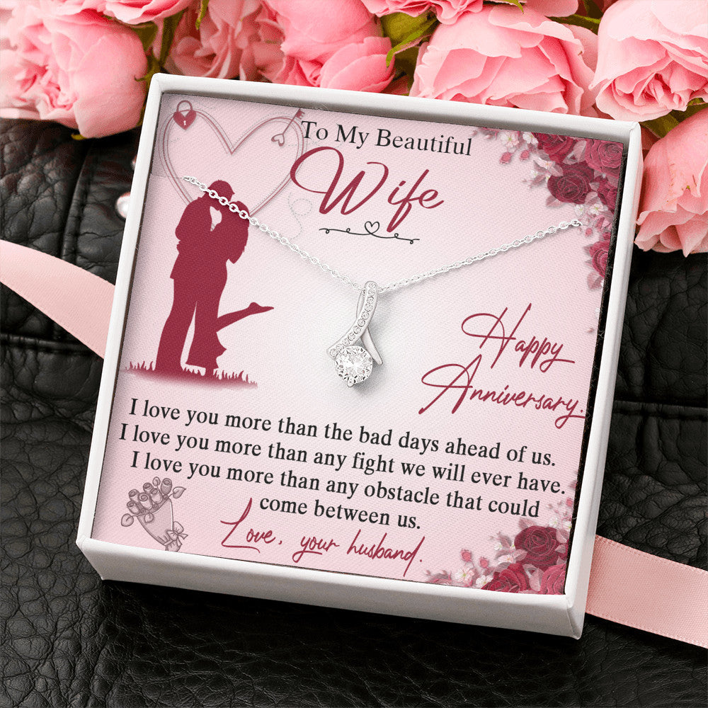 To My Beautiful Wife Love Gift Alluring Beauty Necklace with Message Card, Wife Birthday Surprise Jewelry Gift