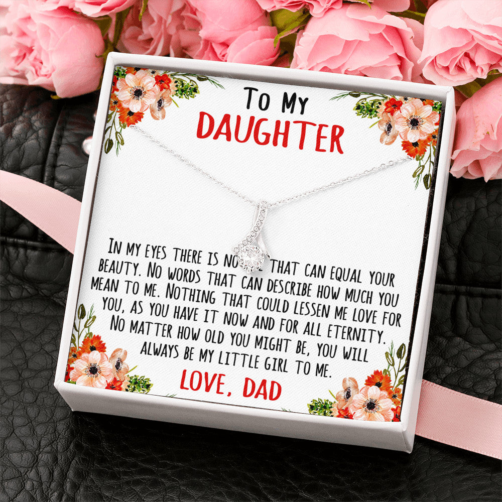 To My Daughter Love Gift from Dad - Luxury Alluring Beauty Necklace For Little Girl's Birthday or Special Occasion
