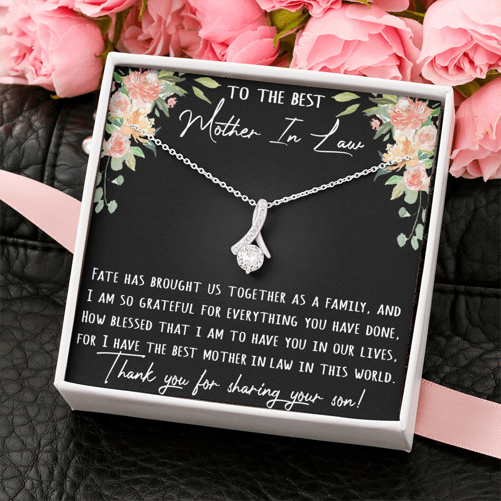 To The Best Mother-In-Law Birthday Gift - Alluring Beauty Necklace with Inspirational Message Card.