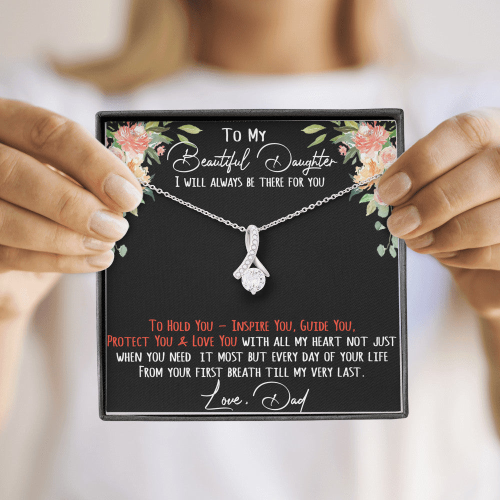 To My Daughter Love Gift - Alluring Beauty Necklace with Inspirational Message Card for Little Girl