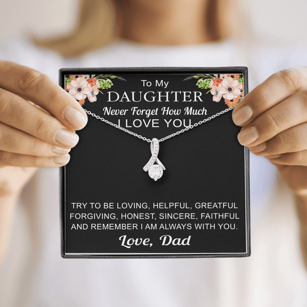 Great Gift For Daughter from Dad - Alluring Beauty Necklace Chain with Inspirational Message Card
