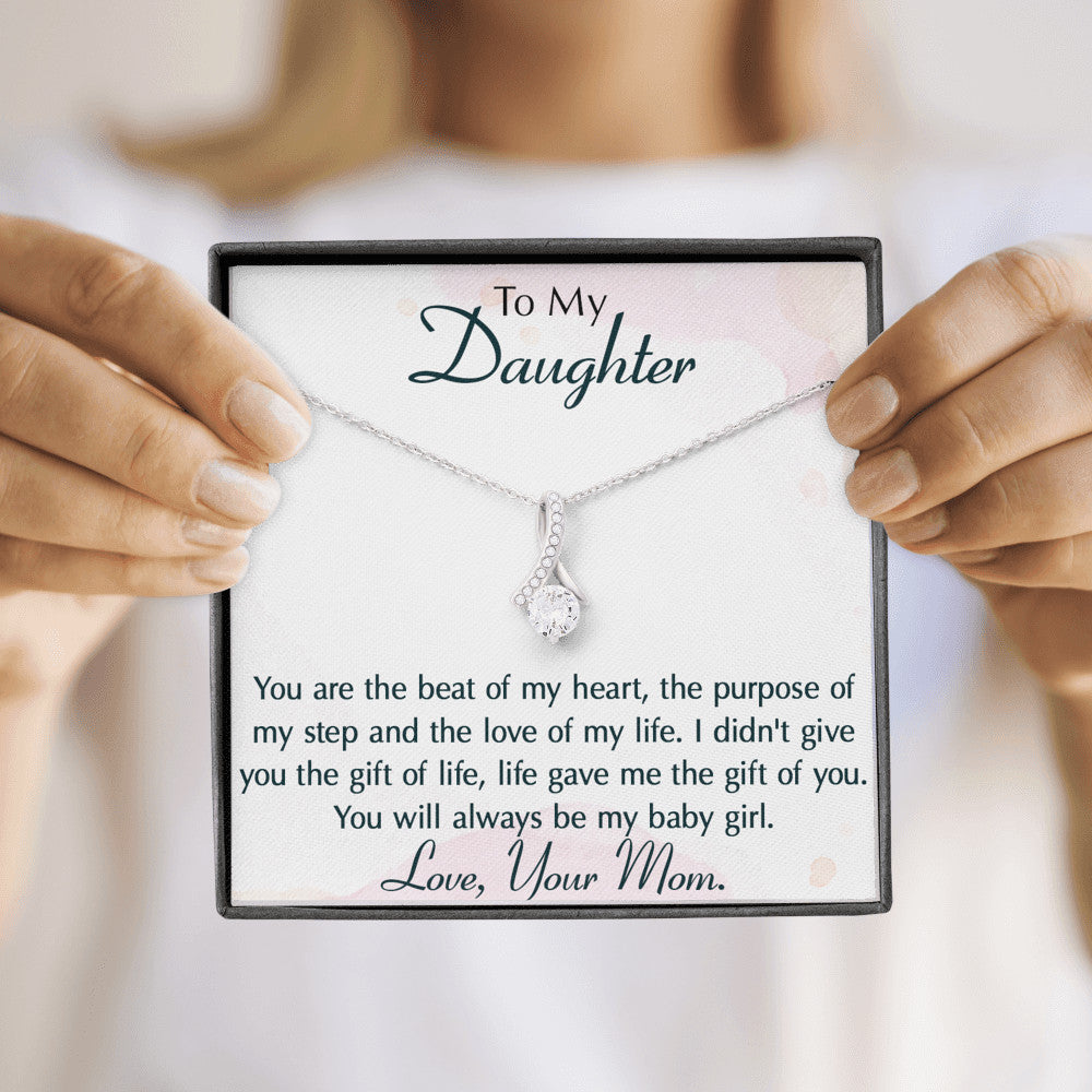 To My Daughter Gift - Alluring Beauty Necklace with Inspirational Message Card For Birthday Wedding