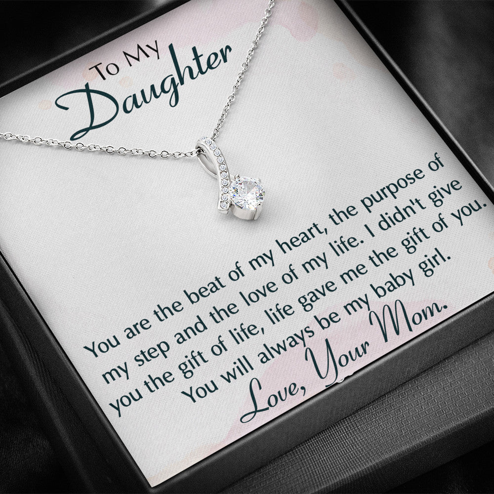 To My Daughter Gift - Alluring Beauty Necklace with Inspirational Message Card For Birthday Wedding