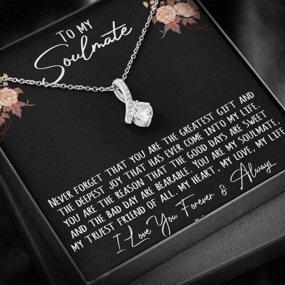 To My Soulmate Gift - Alluring Beauty Luxury Necklace Chain With Inspirational Message Card, Love Wife Romantic Gift