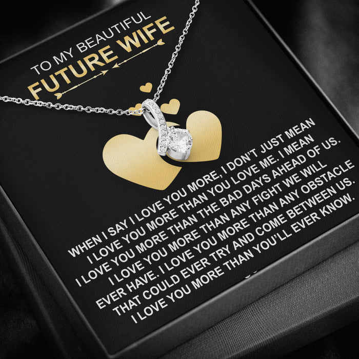 To My Beautiful Future Wife Gift - Alluring Beauty Necklace with Message Card, Sentimental Mother's Day Gift, Wife Birthday Surprise Necklace