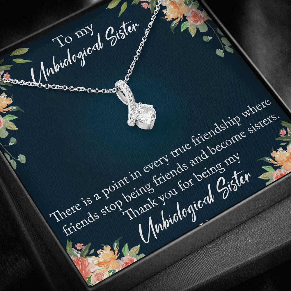 To My Unbiological Sister Alluring Beauty Necklace With Inspirational Message Gift For Birthday Wedding or Special Occasions