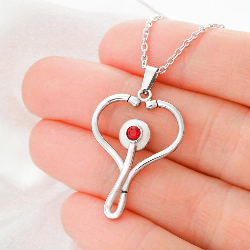 To My Nurse Wife Gift - Your Strength Is A Beacon Stethoscope Necklace For Women Bride Lover