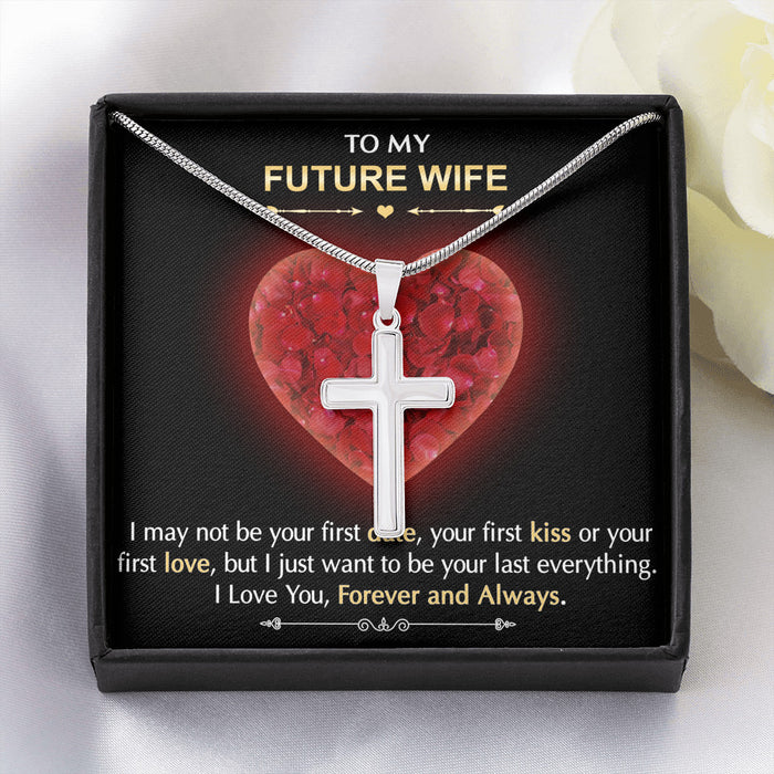 To My Future Wife Gift Cross Necklace with Sentimental Message Card, Wife Birthday Surprise Jewelry Present