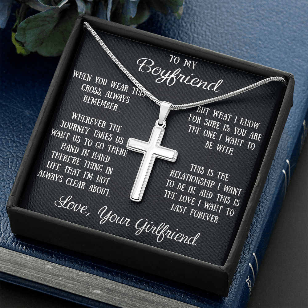 To My Boyfriend Love Gift - Artisan-crafted Stainless Steel Cross Necklace