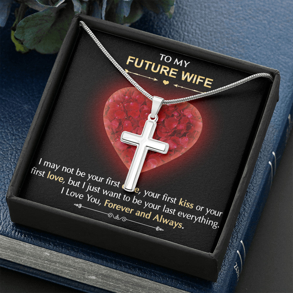To My Future Wife Gift Cross Necklace with Sentimental Message Card, Wife Birthday Surprise Jewelry Present