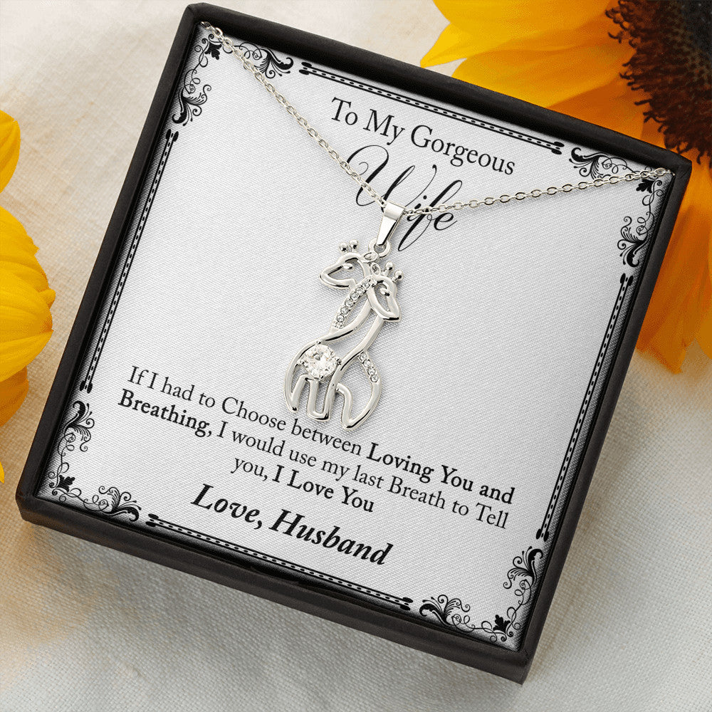 To My Gorgeous Wife Graceful Love Giraffe Necklace - Perfect gift for Birthday Wedding or Special Occasion