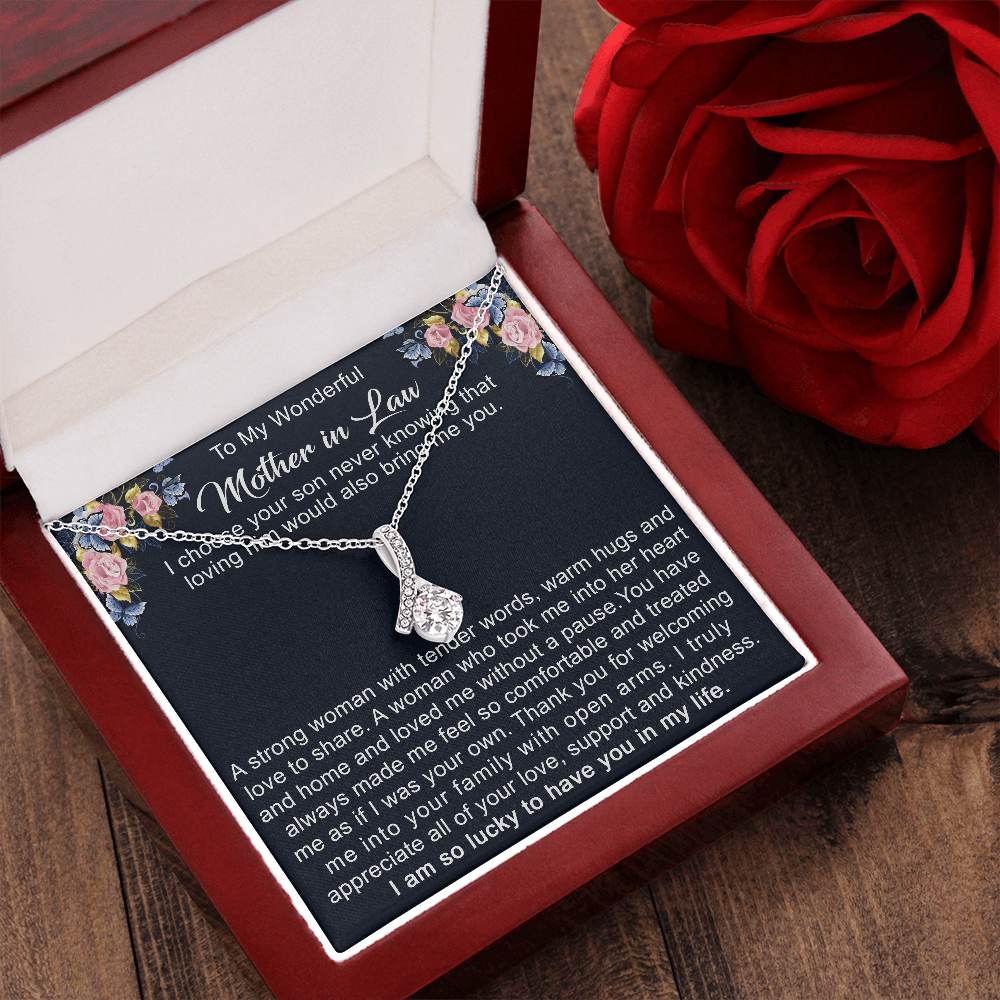 To My Mother in Law Necklace from Daughter - Gift to Mother-in-Law for Christmas Birthday Mother's Day, Message Card to Mom-in-Law