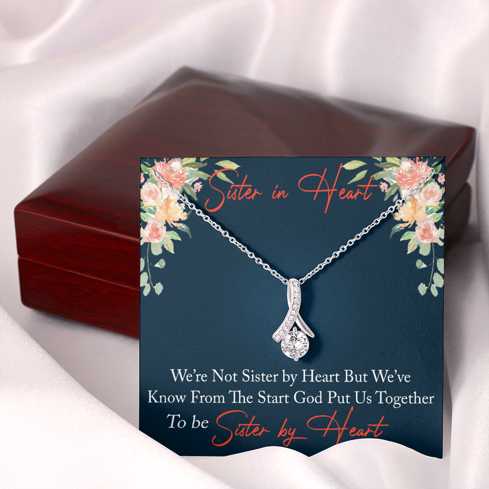 Unbiological Sister Gift - Not Sisters By Birth But Sisters By Heart Alluring Beauty Necklace - BFF Soul Sister Gifts for Women