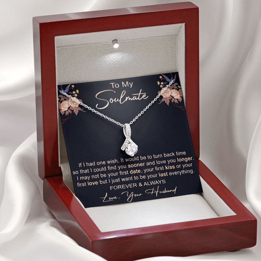 To My Soulmate Love Gift - Luxury Alluring Beauty Necklace for Wife Girlfriend's Birthday, Valentine or Special Occasion