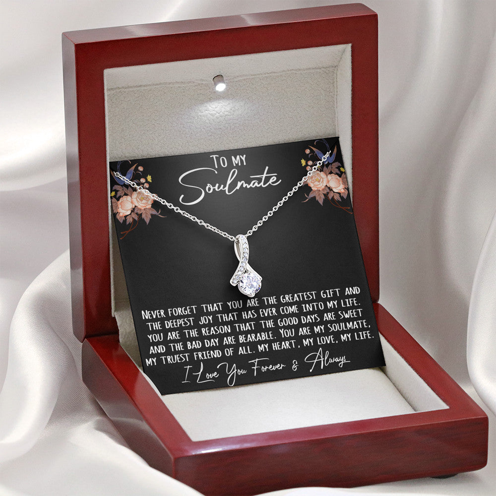 To My Soulmate Gift - Alluring Beauty Luxury Necklace Chain With Inspirational Message Card, Love Wife Romantic Gift