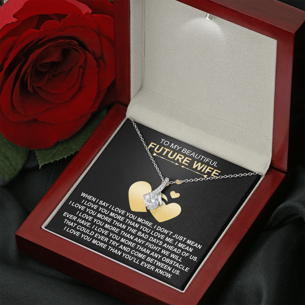 To My Beautiful Future Wife Gift - Alluring Beauty Necklace with Message Card, Sentimental Mother's Day Gift, Wife Birthday Surprise Necklace