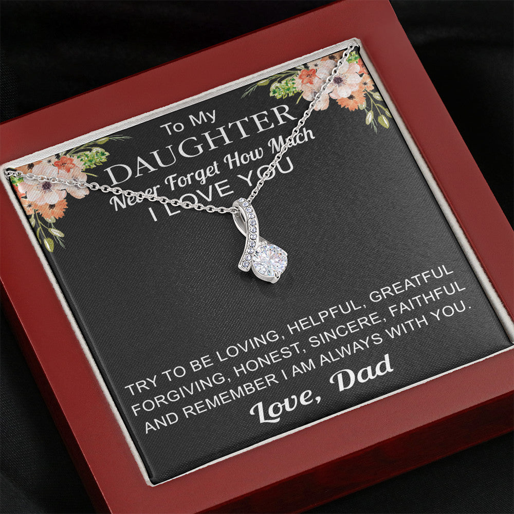 Great Gift For Daughter from Dad - Alluring Beauty Necklace Chain with Inspirational Message Card