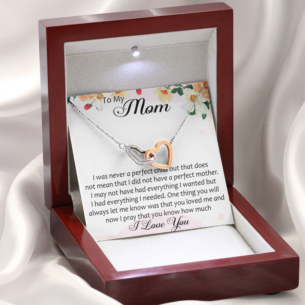 To My Mom Interlock Heart Necklace From Daughter Son, Mother Day Trendy Gift Mommy Mum