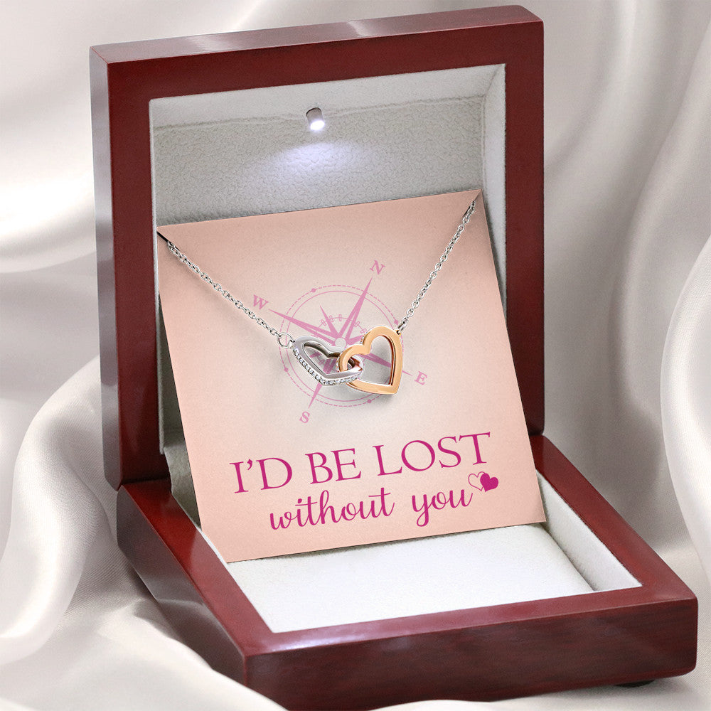 Valentine Gift Ideas - Interlock Double Heart Necklace with Novelty Inspiration Message Card For Women