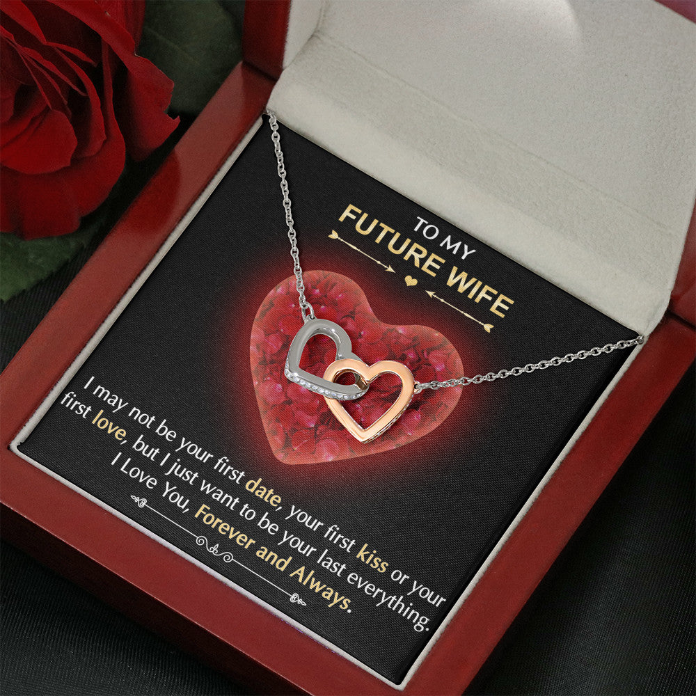 To My Future Wife Gift Interlock Heart Necklace with Sentimental Message Card, Wife Birthday Surprise Necklace