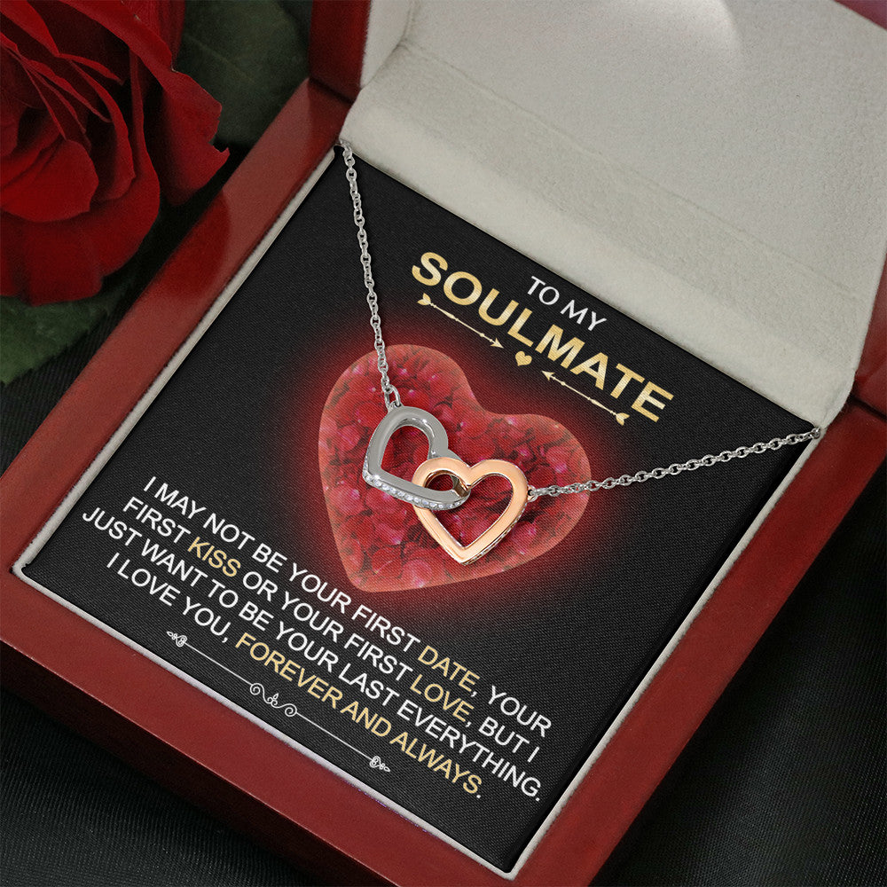 To My Soulmate Gift- Interlock Heart Luxury Necklace Chain With Inspirational Message Card For Special Occasions