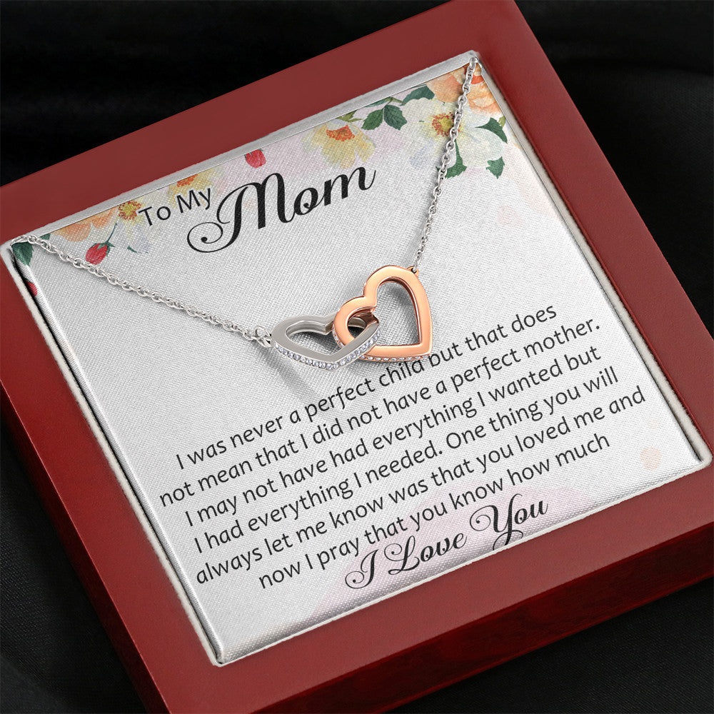 To My Mom Interlock Heart Necklace From Daughter Son, Mother Day Trendy Gift Mommy Mum