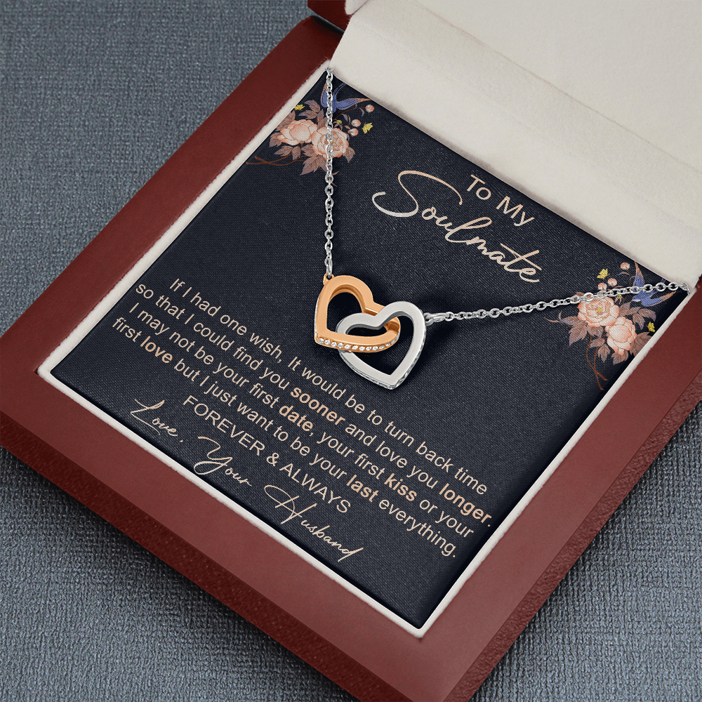 To My Soulmate Love Gift - Luxury Interlock Heart Necklace for Girlfriend Wife, Valentine