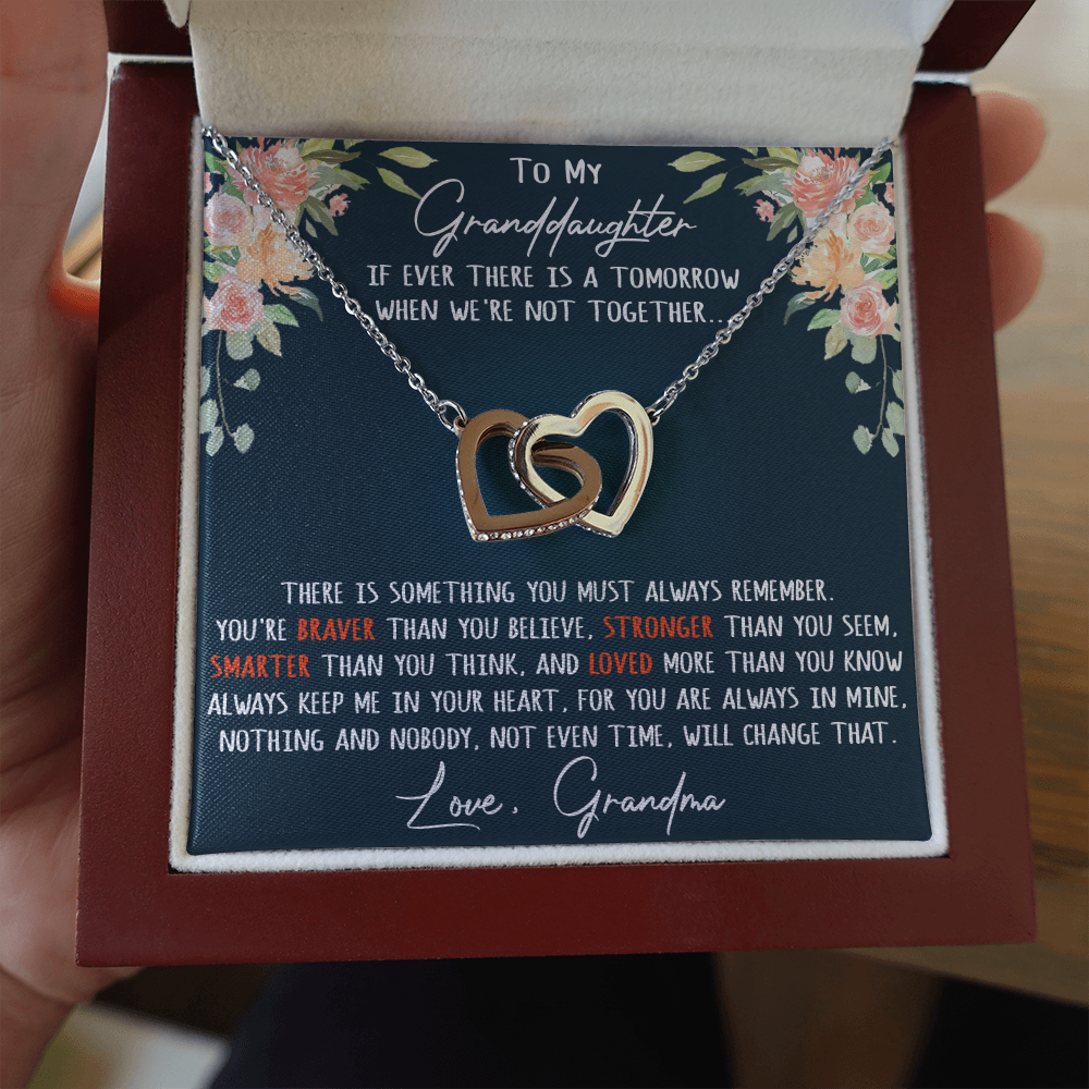 To My Granddaughter Birthday Gift From Grandma - Luxury Interlock Heart Joined Necklace for Special Occasion