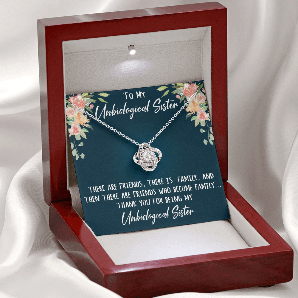 To My Unbiological Sister Gift - Love Knot Necklace Jewelry For Birthday Wedding or Special Occasions