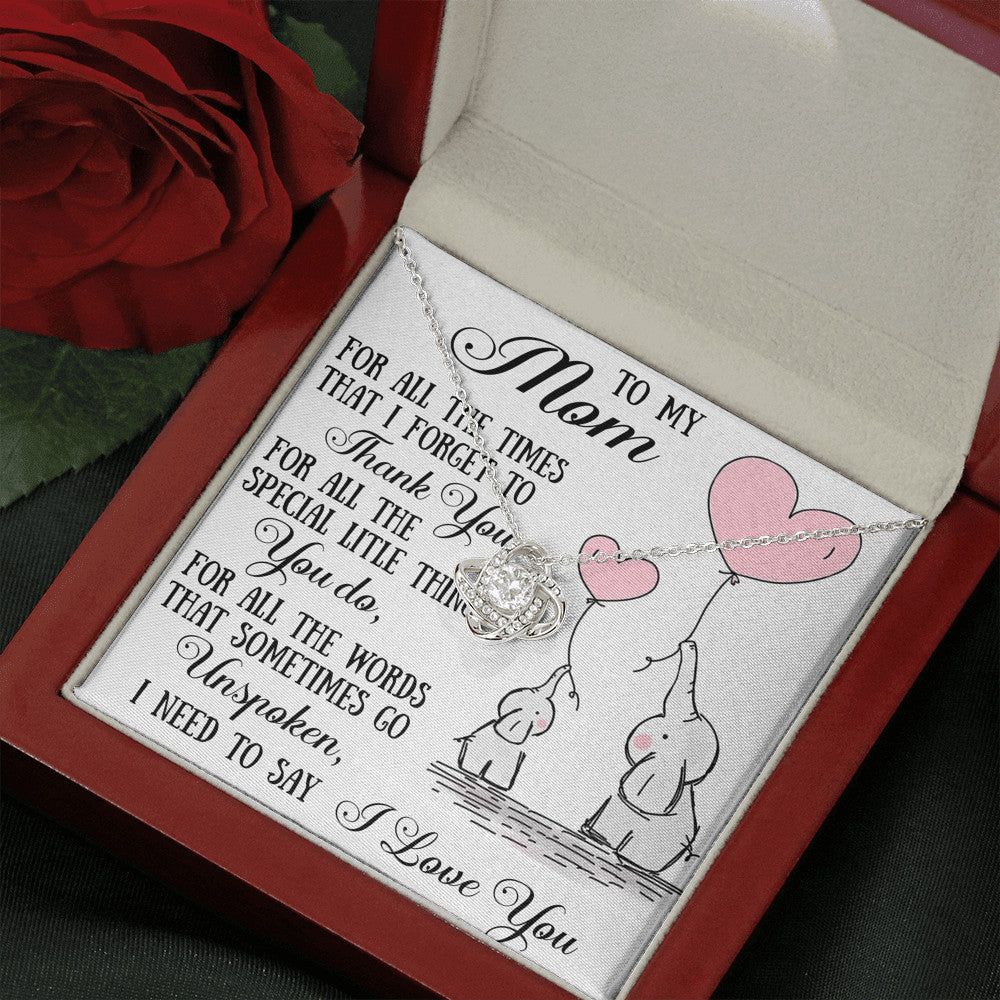 To My Mom Love Gift - Love Knot Necklace For Mother's Day, Birthday or Special Occasion.