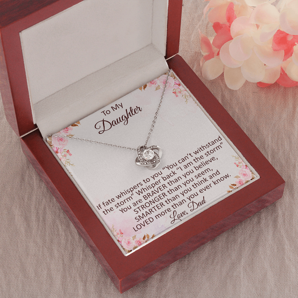 To My Amazing Daugter Gift - Love Knot Necklace with Inspirational Message Card for Valentin's Day, Upcoming Birthday, Wedding Anniversary