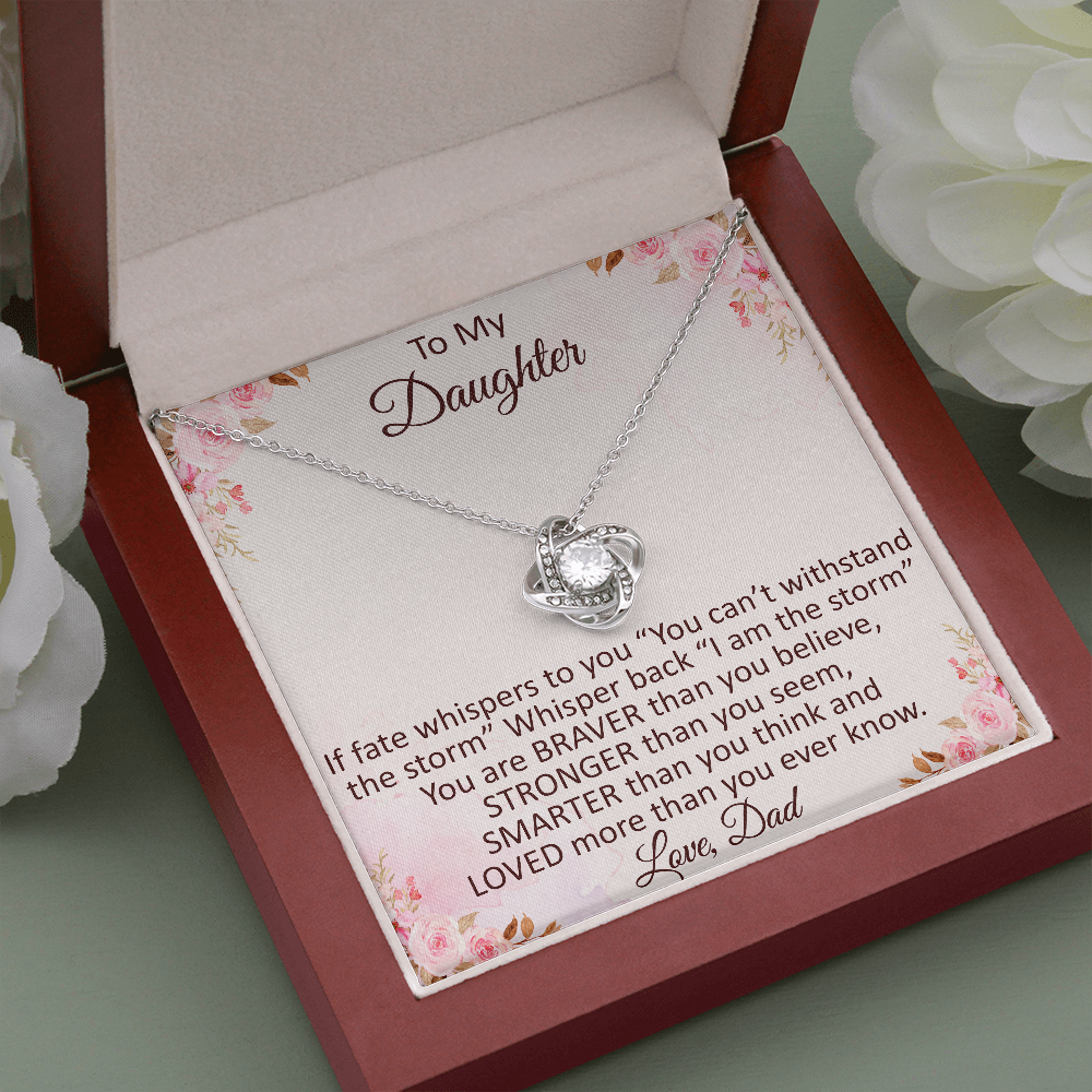 To My Amazing Daugter Gift - Love Knot Necklace with Inspirational Message Card for Valentin's Day, Upcoming Birthday, Wedding Anniversary