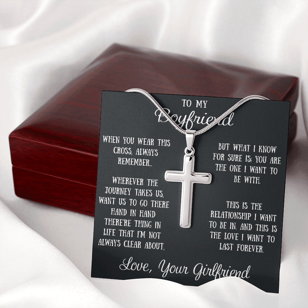 To My Boyfriend Love Gift - Artisan-crafted Stainless Steel Cross Necklace