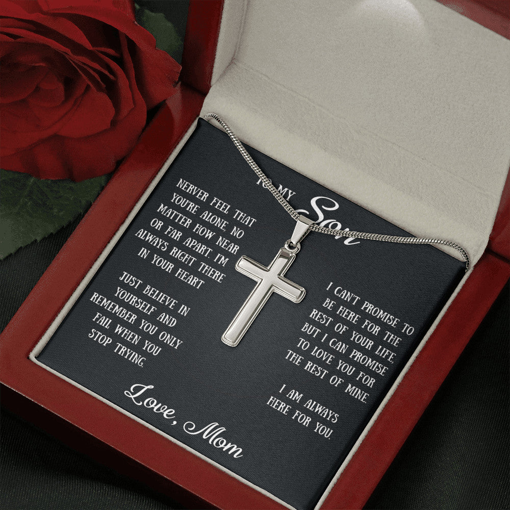 Sentimental Gift For My Son - Cross Necklace For Son, Unique Birthday Gift for Grown Son