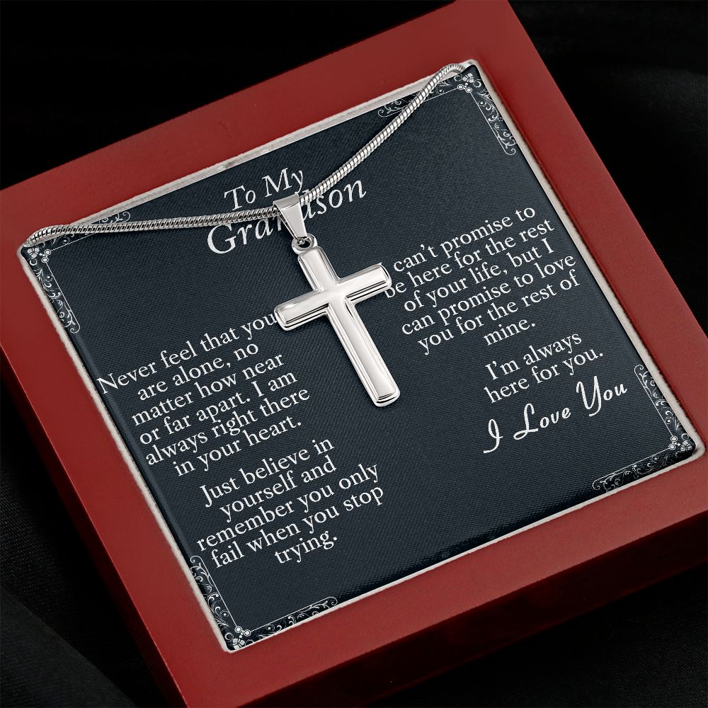 Cross Necklace for Grandson from Granddad Grandma for Birthday