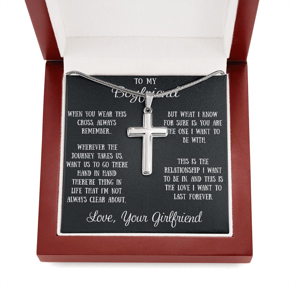 To My Boyfriend Love Gift - Artisan-crafted Stainless Steel Cross Necklace